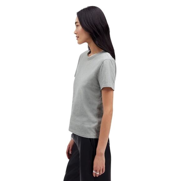 NWT Women’s Cotton Crewneck Tee Heather Ash Grey Size M Casual Basic Top - Picture 2 of 9